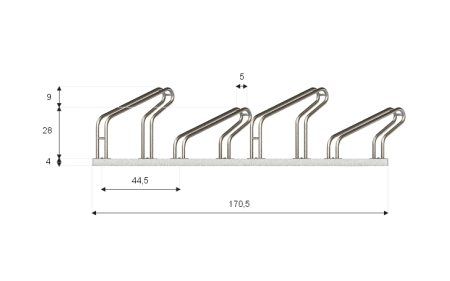 Wymiary SR-4.909UP widok z przodu.